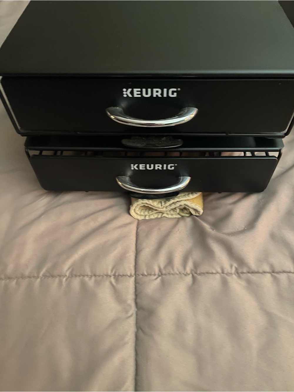 Keurig Matte Black Double Drawer Organizer with Chrome Handles